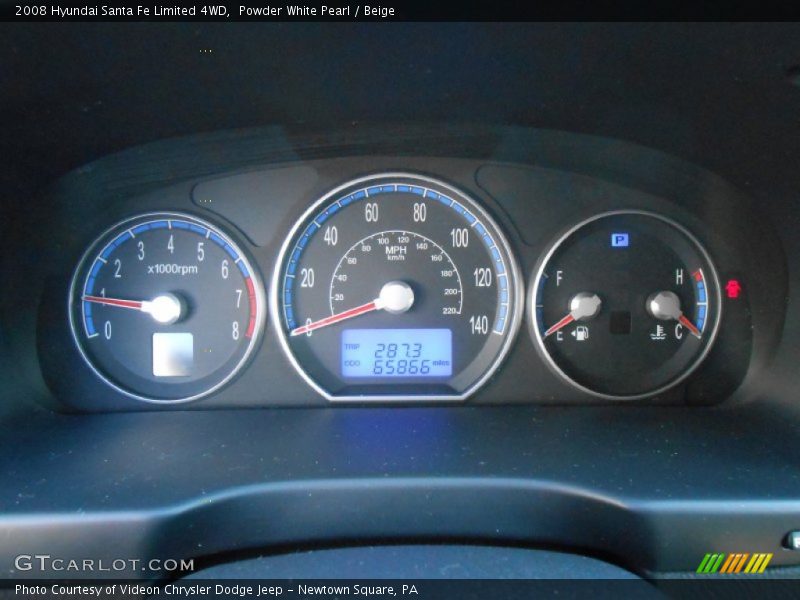 Powder White Pearl / Beige 2008 Hyundai Santa Fe Limited 4WD