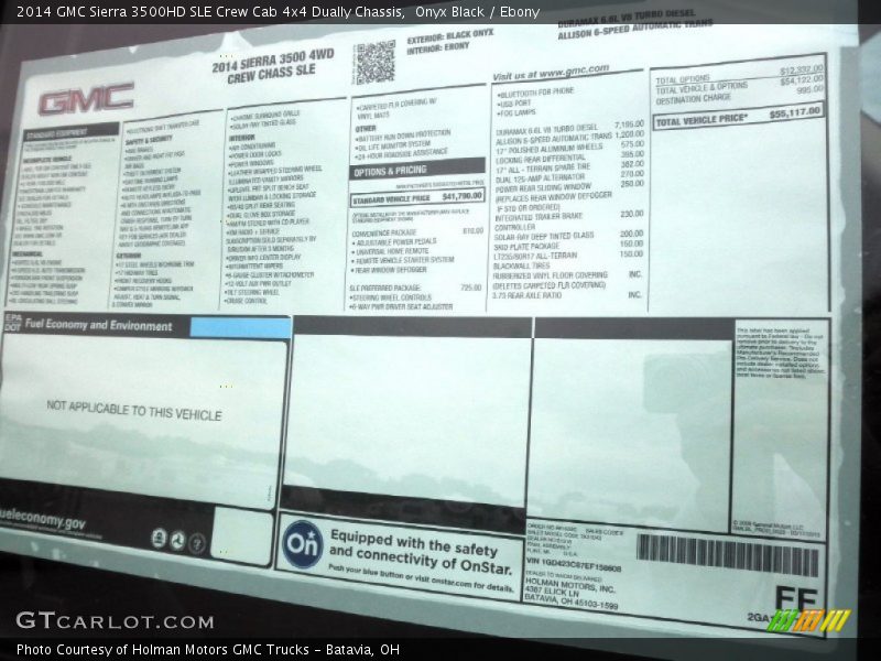 Onyx Black / Ebony 2014 GMC Sierra 3500HD SLE Crew Cab 4x4 Dually Chassis