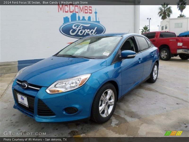 Blue Candy / Medium Light Stone 2014 Ford Focus SE Sedan