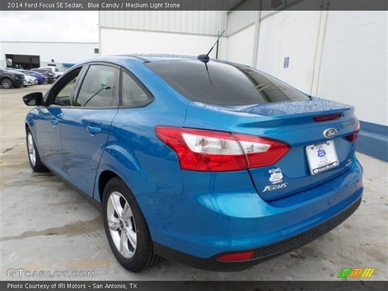Blue Candy / Medium Light Stone 2014 Ford Focus SE Sedan