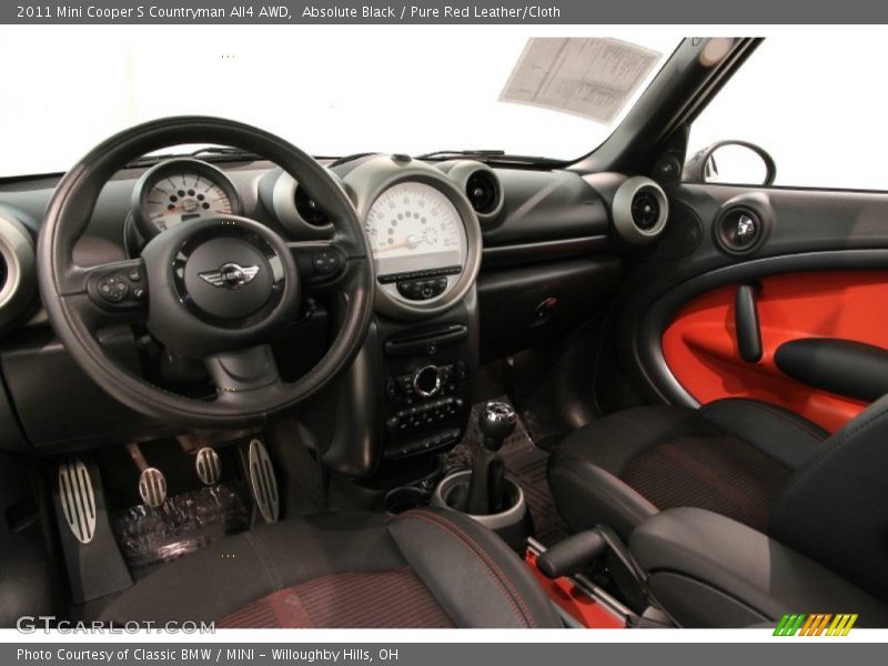 Absolute Black / Pure Red Leather/Cloth 2011 Mini Cooper S Countryman All4 AWD