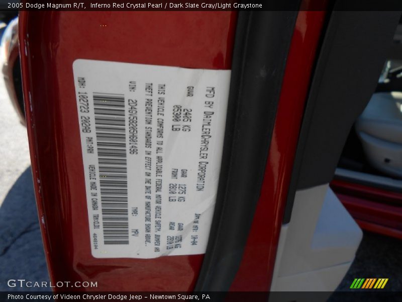 Inferno Red Crystal Pearl / Dark Slate Gray/Light Graystone 2005 Dodge Magnum R/T