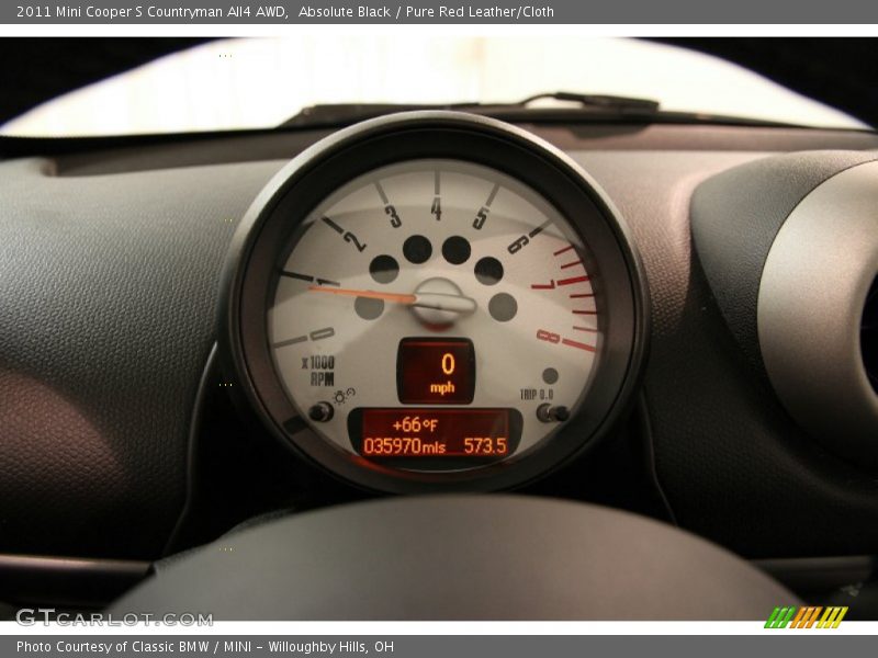Absolute Black / Pure Red Leather/Cloth 2011 Mini Cooper S Countryman All4 AWD