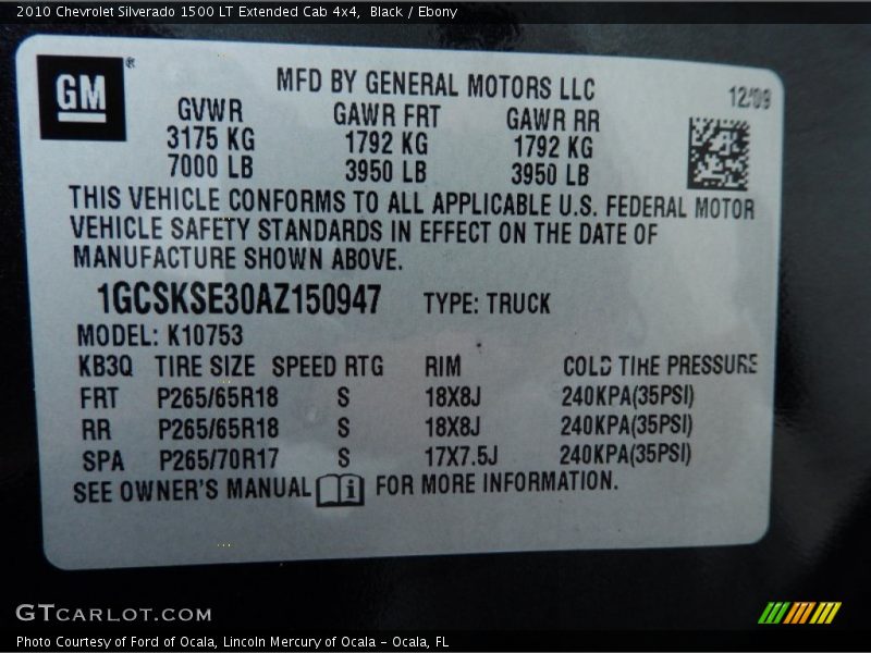 Black / Ebony 2010 Chevrolet Silverado 1500 LT Extended Cab 4x4