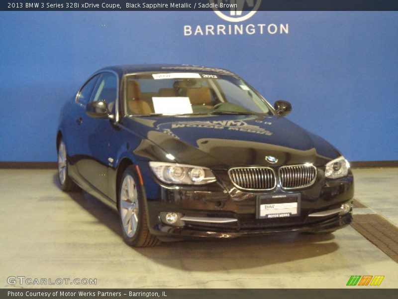 Black Sapphire Metallic / Saddle Brown 2013 BMW 3 Series 328i xDrive Coupe