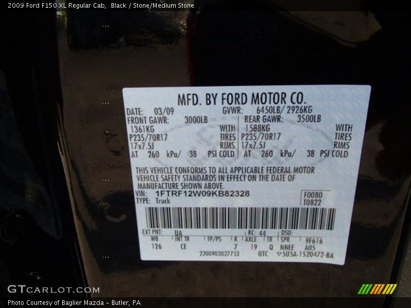 Black / Stone/Medium Stone 2009 Ford F150 XL Regular Cab