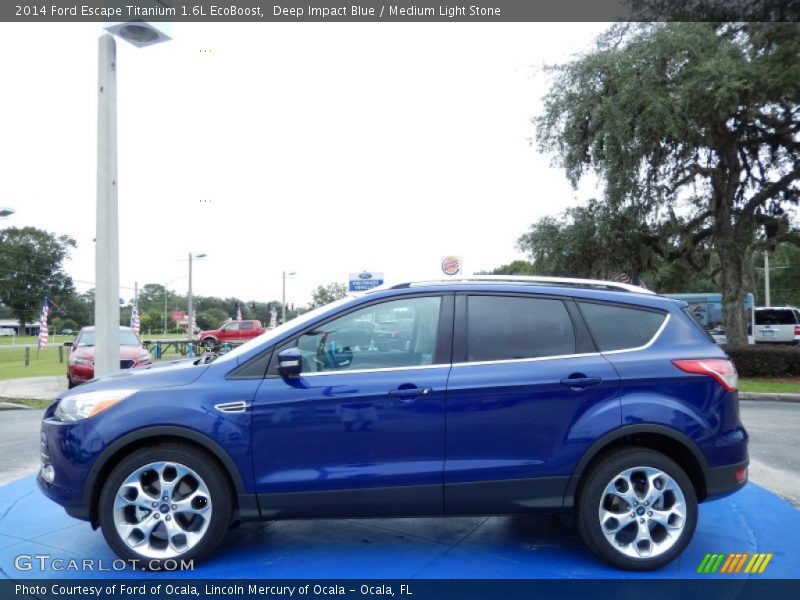 Deep Impact Blue / Medium Light Stone 2014 Ford Escape Titanium 1.6L EcoBoost