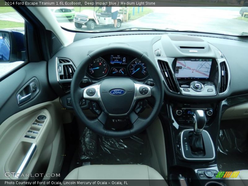 Deep Impact Blue / Medium Light Stone 2014 Ford Escape Titanium 1.6L EcoBoost