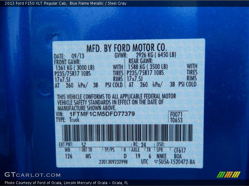 Blue Flame Metallic / Steel Gray 2013 Ford F150 XLT Regular Cab