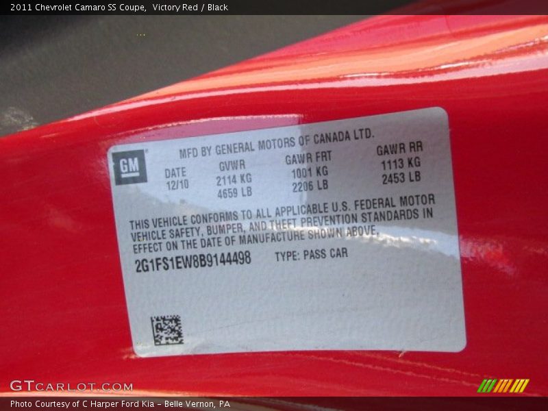 Victory Red / Black 2011 Chevrolet Camaro SS Coupe