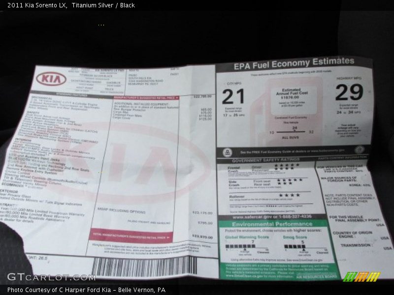 Titanium Silver / Black 2011 Kia Sorento LX