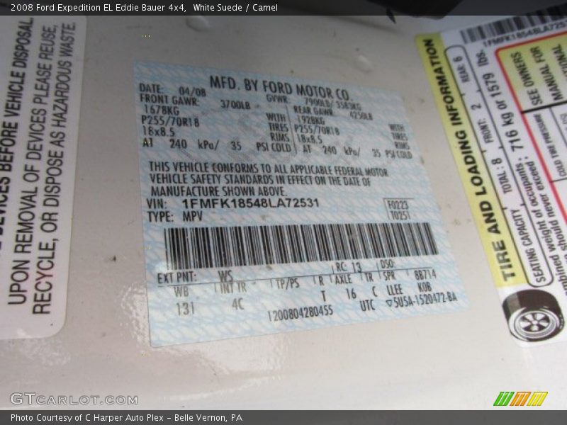 White Suede / Camel 2008 Ford Expedition EL Eddie Bauer 4x4