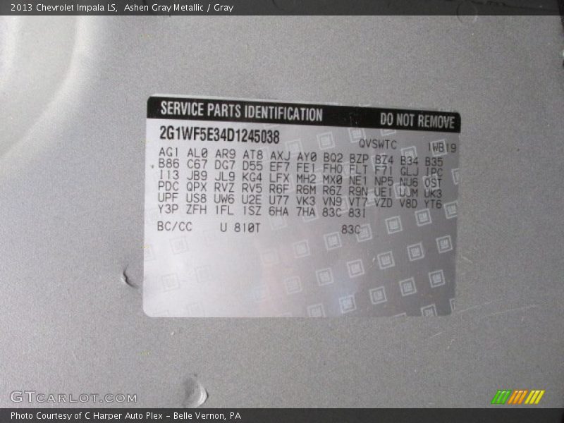 Ashen Gray Metallic / Gray 2013 Chevrolet Impala LS