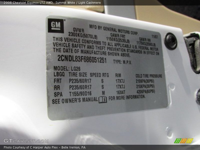 Summit White / Light Cashmere 2008 Chevrolet Equinox LTZ AWD