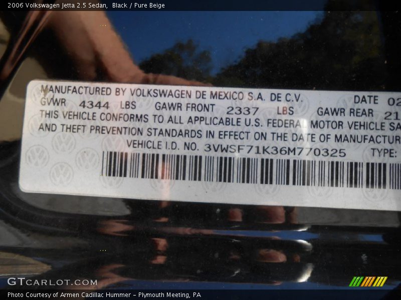 Black / Pure Beige 2006 Volkswagen Jetta 2.5 Sedan