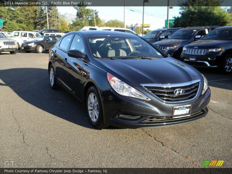 Pacific Blue Pearl / Gray 2011 Hyundai Sonata GLS