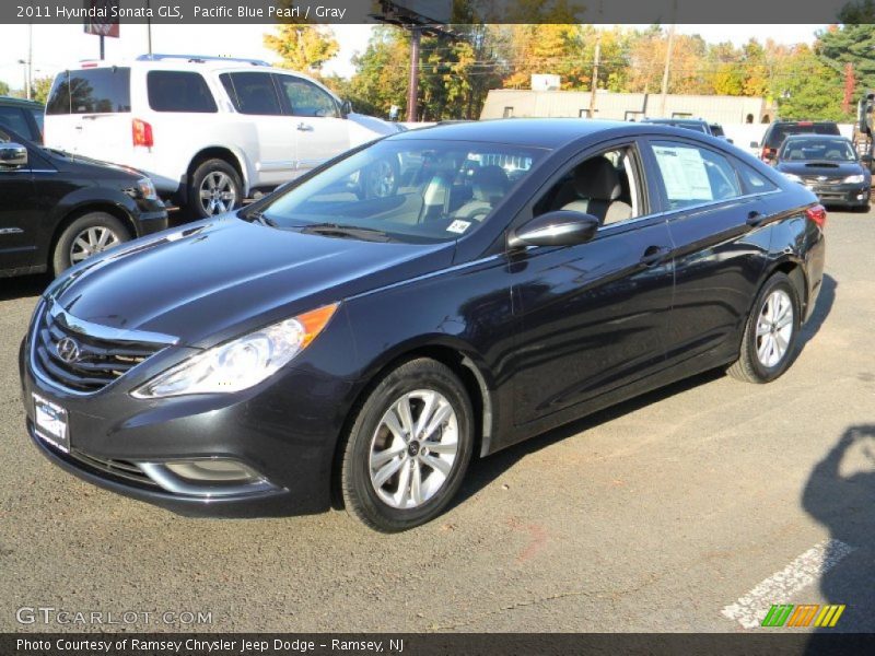Pacific Blue Pearl / Gray 2011 Hyundai Sonata GLS