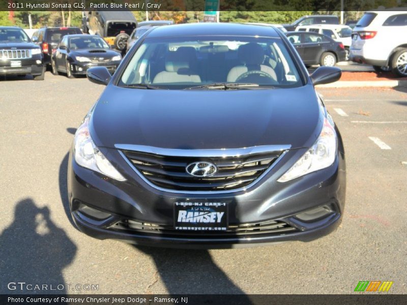 Pacific Blue Pearl / Gray 2011 Hyundai Sonata GLS