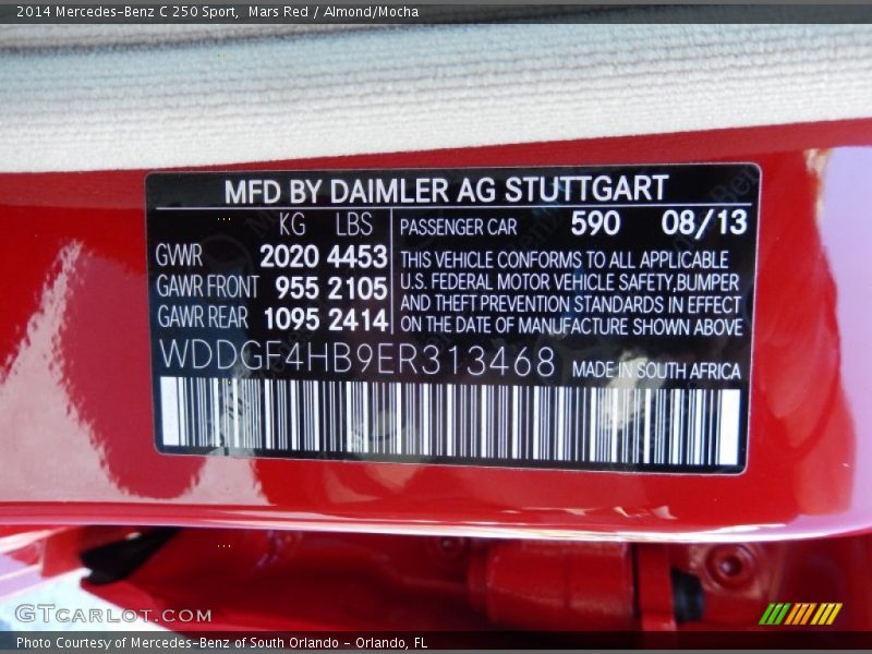 Mars Red / Almond/Mocha 2014 Mercedes-Benz C 250 Sport