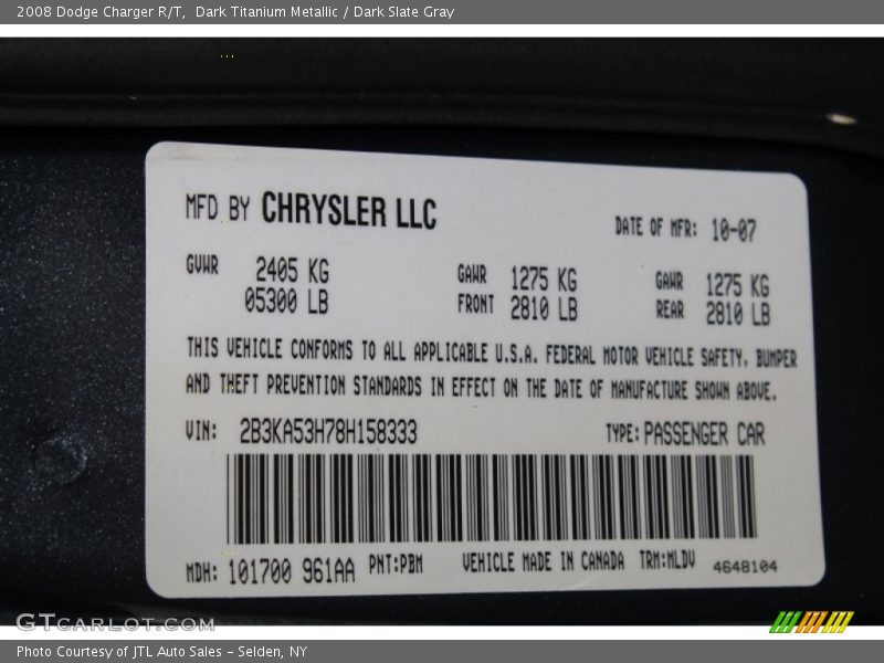 Dark Titanium Metallic / Dark Slate Gray 2008 Dodge Charger R/T