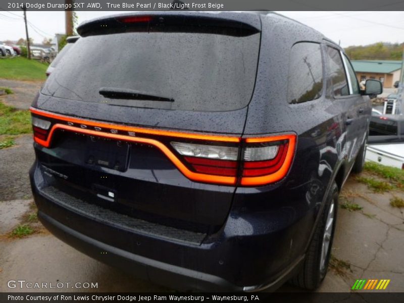 True Blue Pearl / Black/Light Frost Beige 2014 Dodge Durango SXT AWD