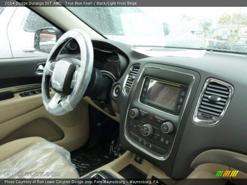True Blue Pearl / Black/Light Frost Beige 2014 Dodge Durango SXT AWD