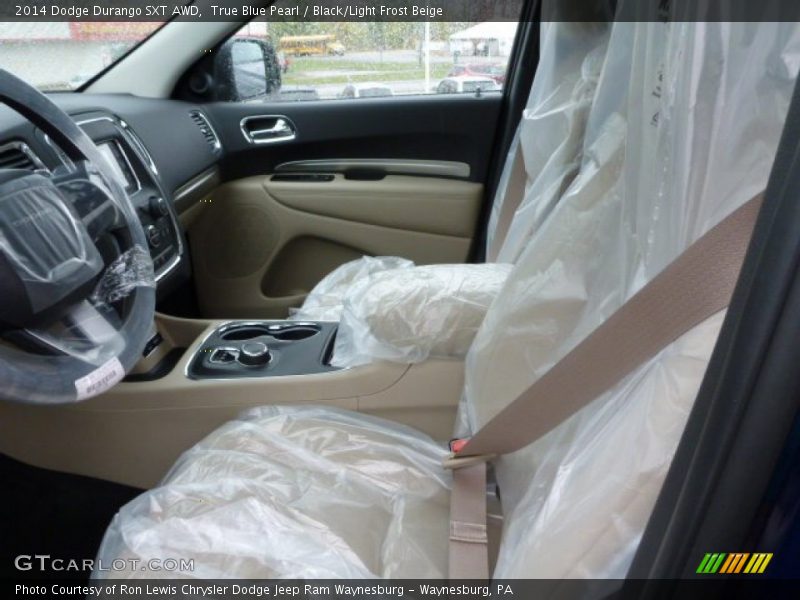 True Blue Pearl / Black/Light Frost Beige 2014 Dodge Durango SXT AWD