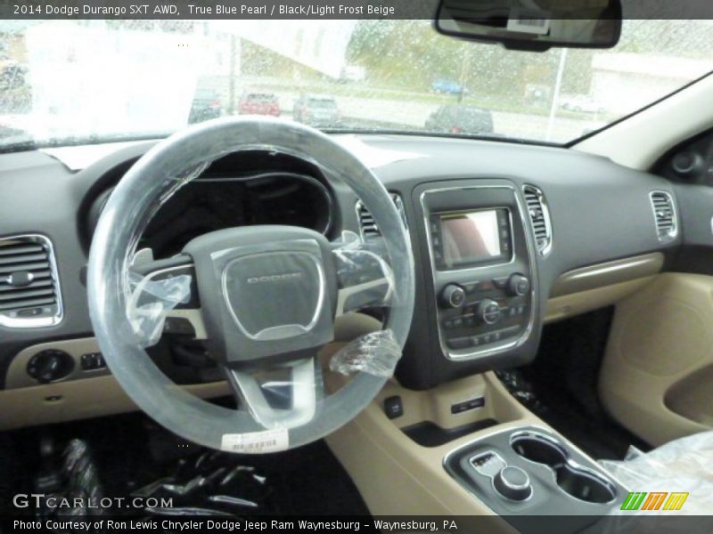 True Blue Pearl / Black/Light Frost Beige 2014 Dodge Durango SXT AWD