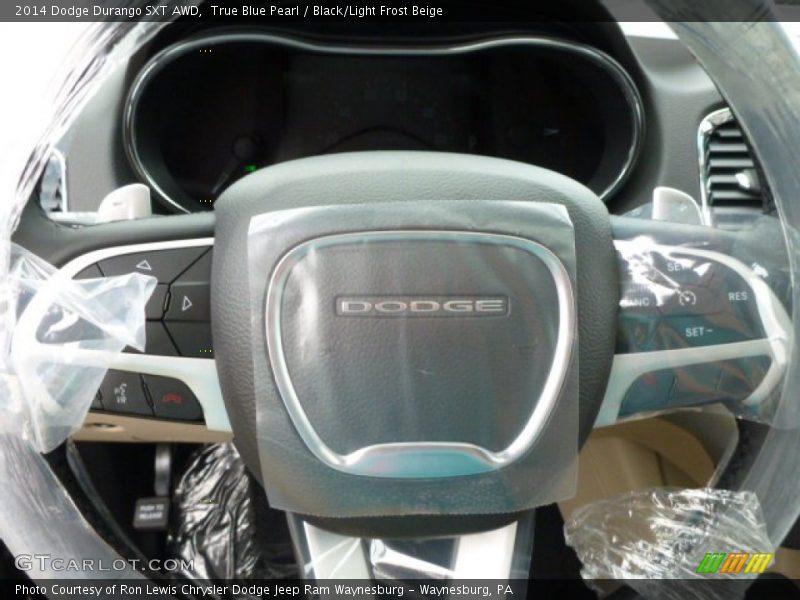 True Blue Pearl / Black/Light Frost Beige 2014 Dodge Durango SXT AWD