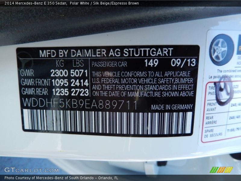 Polar White / Silk Beige/Espresso Brown 2014 Mercedes-Benz E 350 Sedan