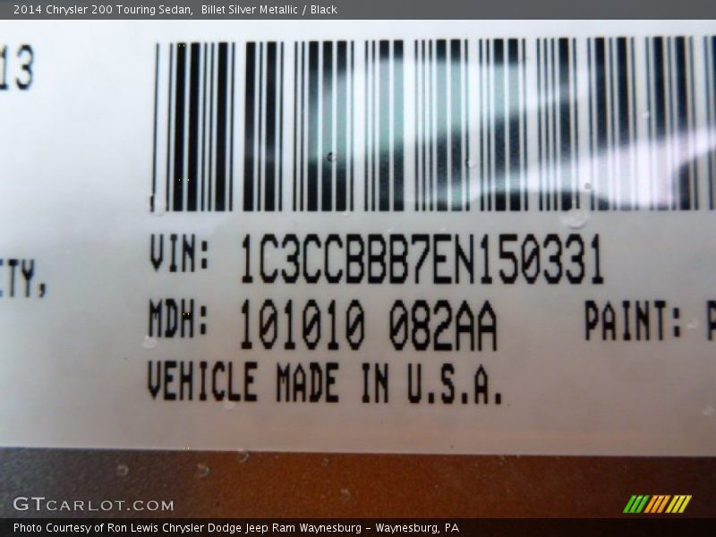 Billet Silver Metallic / Black 2014 Chrysler 200 Touring Sedan