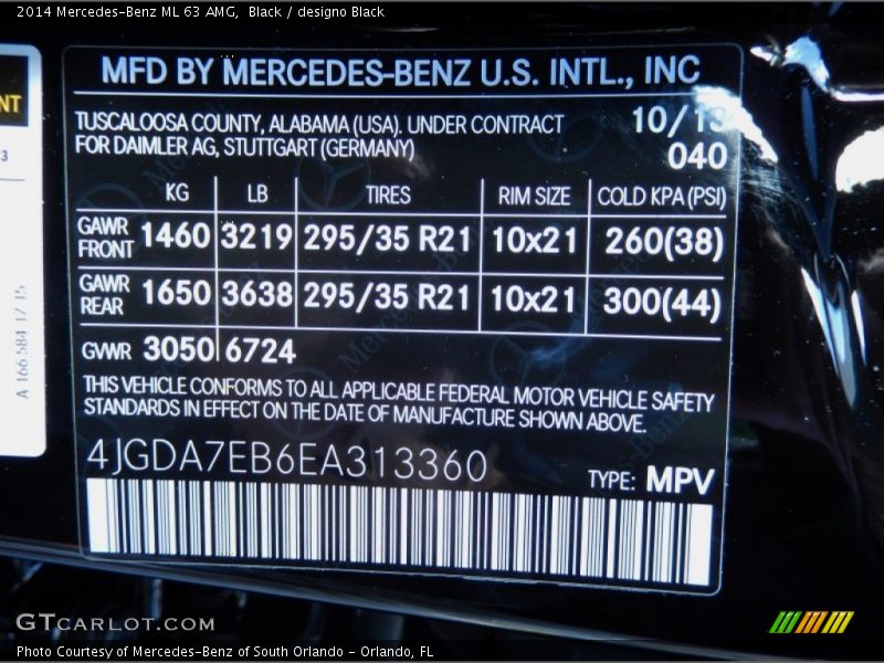 2014 ML 63 AMG Black Color Code 040