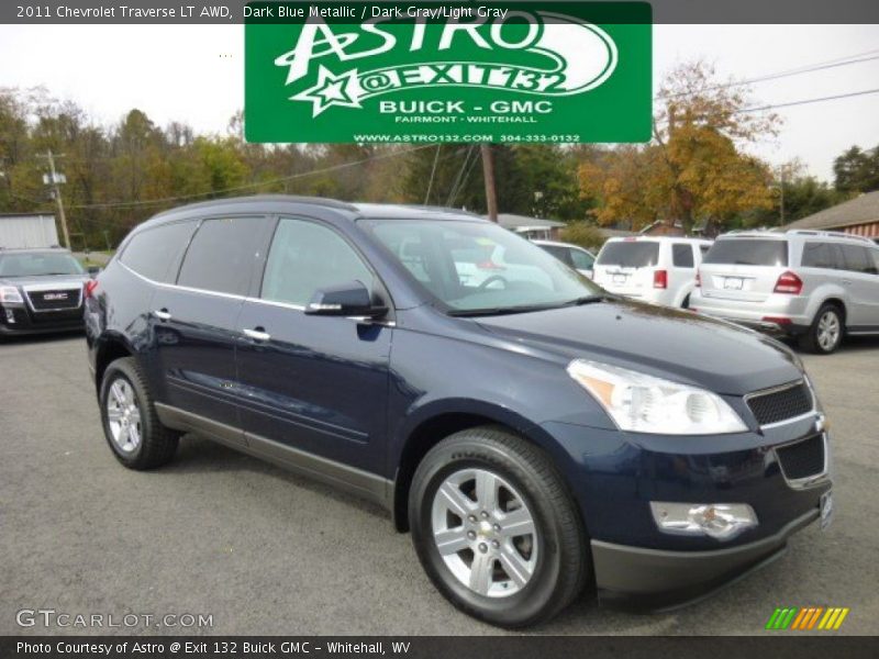 Dark Blue Metallic / Dark Gray/Light Gray 2011 Chevrolet Traverse LT AWD