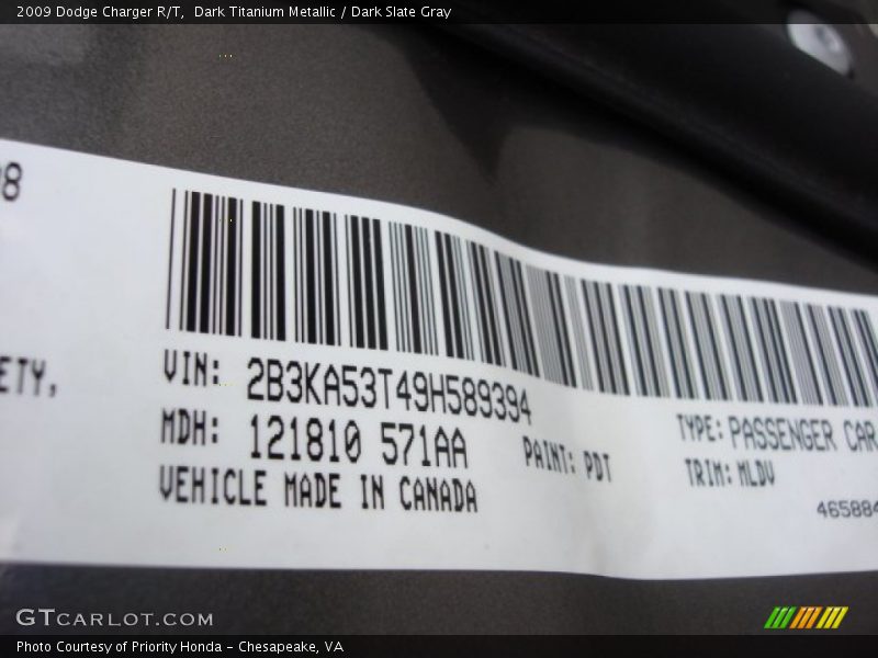Dark Titanium Metallic / Dark Slate Gray 2009 Dodge Charger R/T