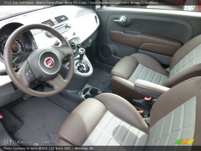 Bianco Perla (Pearl White Tri-Coat) / Sport Marrone/Grigio/Nero (Brown/Gray/Black) 2013 Fiat 500 Sport