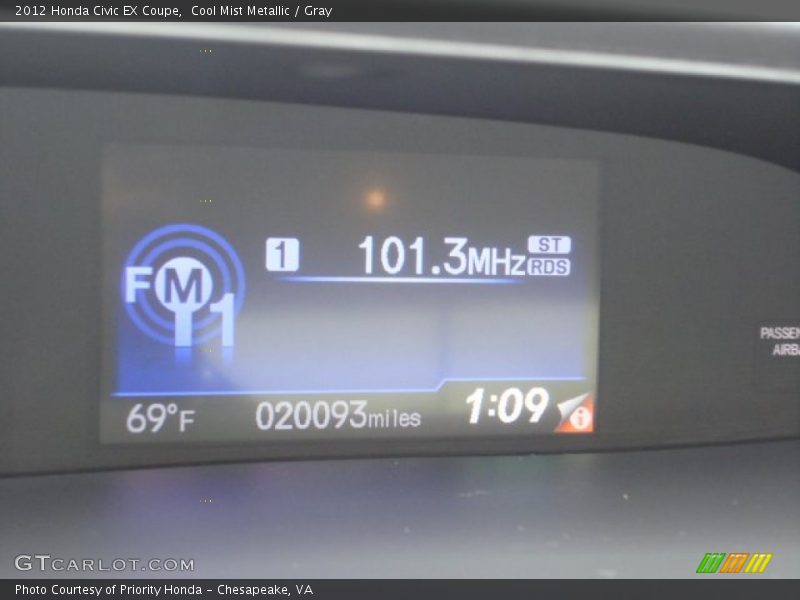 Cool Mist Metallic / Gray 2012 Honda Civic EX Coupe