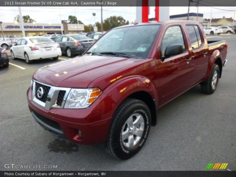 Cayenne Red / Beige 2013 Nissan Frontier SV V6 Crew Cab 4x4