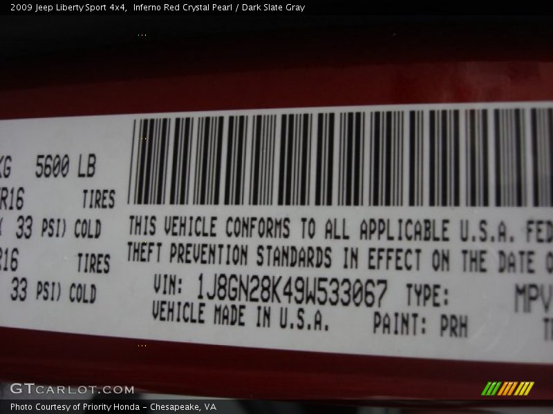 Inferno Red Crystal Pearl / Dark Slate Gray 2009 Jeep Liberty Sport 4x4
