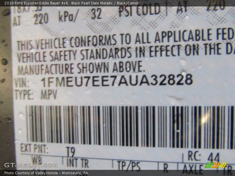 Black Pearl Slate Metallic / Black/Camel 2010 Ford Explorer Eddie Bauer 4x4