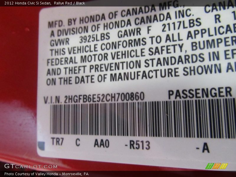 Rallye Red / Black 2012 Honda Civic Si Sedan
