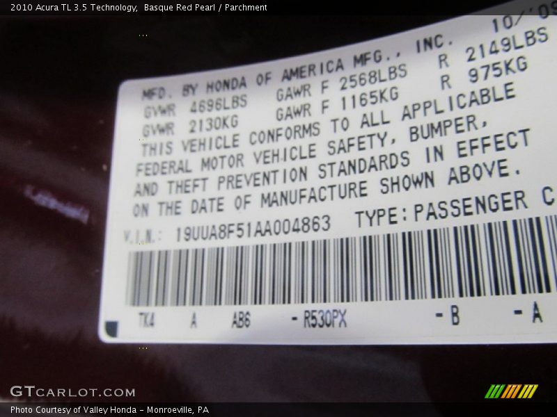 Basque Red Pearl / Parchment 2010 Acura TL 3.5 Technology