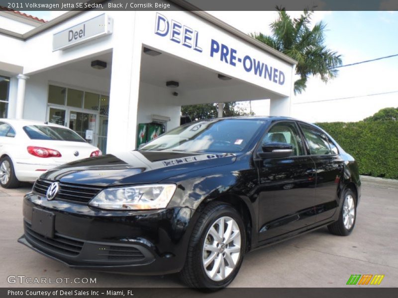 Black / Cornsilk Beige 2011 Volkswagen Jetta SE Sedan