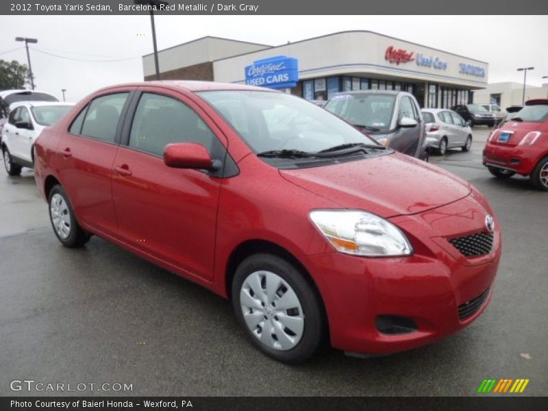 Barcelona Red Metallic / Dark Gray 2012 Toyota Yaris Sedan