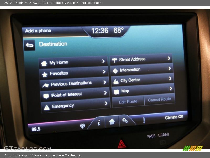 Tuxedo Black Metallic / Charcoal Black 2012 Lincoln MKX AWD
