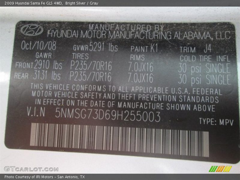 Bright Silver / Gray 2009 Hyundai Santa Fe GLS 4WD