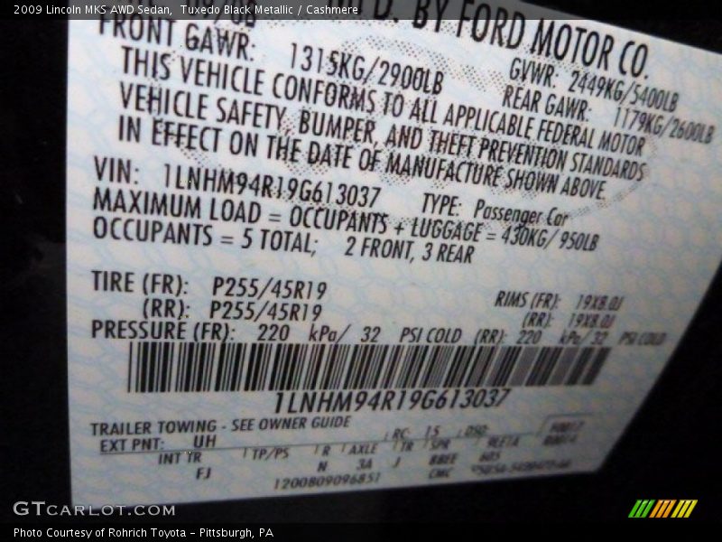 Tuxedo Black Metallic / Cashmere 2009 Lincoln MKS AWD Sedan