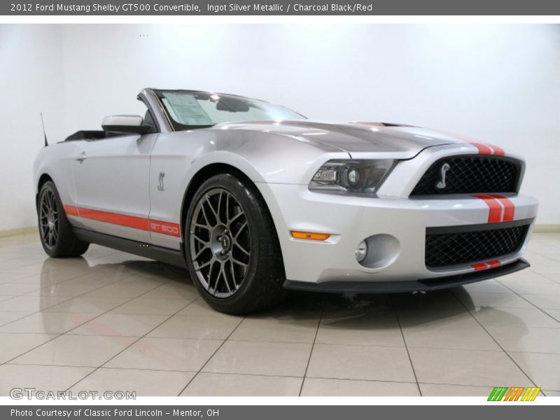 Ingot Silver Metallic / Charcoal Black/Red 2012 Ford Mustang Shelby GT500 Convertible