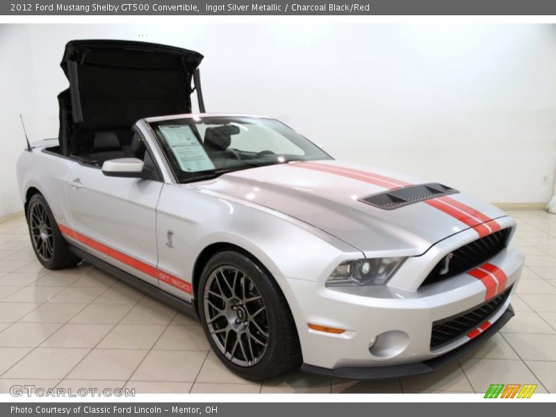 Ingot Silver Metallic / Charcoal Black/Red 2012 Ford Mustang Shelby GT500 Convertible