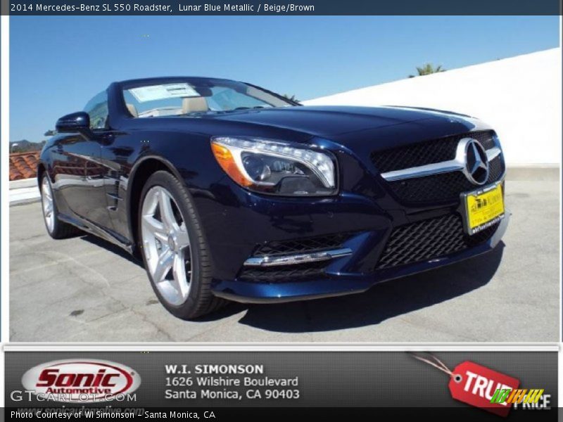 Lunar Blue Metallic / Beige/Brown 2014 Mercedes-Benz SL 550 Roadster
