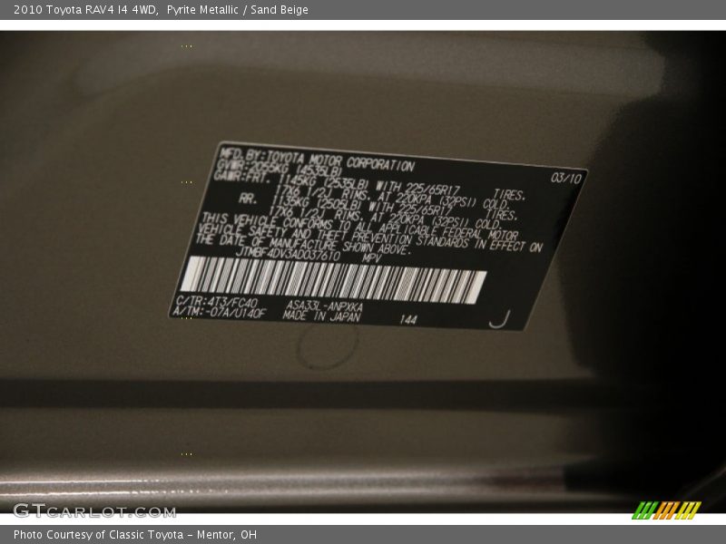 Pyrite Metallic / Sand Beige 2010 Toyota RAV4 I4 4WD